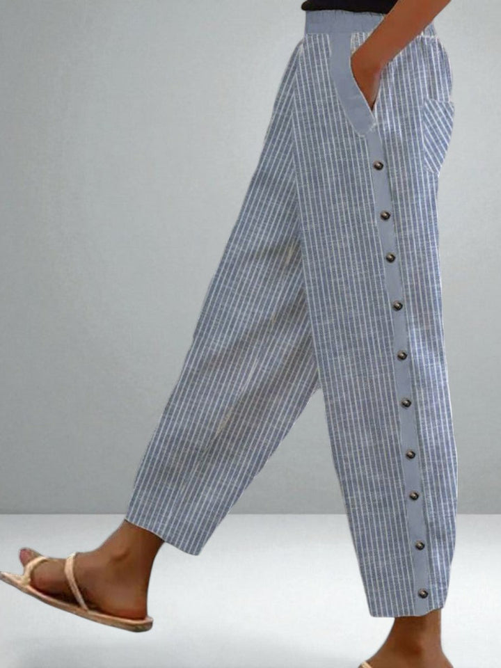 The Linaya Striped Button Pants